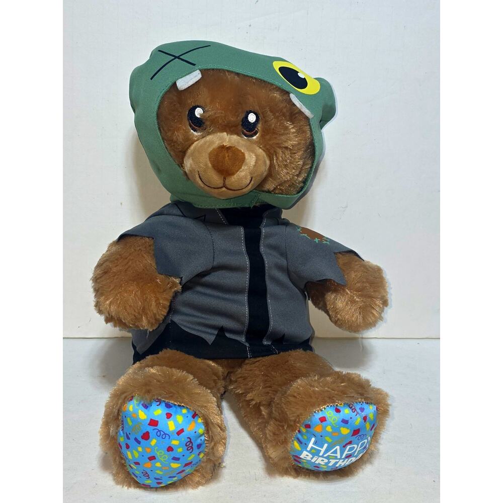 Build A Bear Birthday Bear with Retired 2 Piece Zombie Costume Halloween